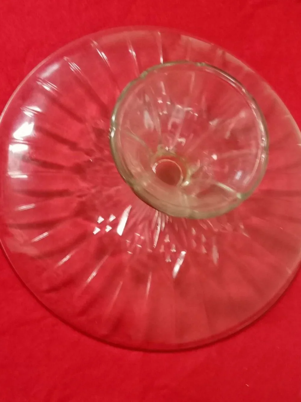 Vintage Anchor Hocking Canfield Starburst Domed Cake Stand with Pedestal